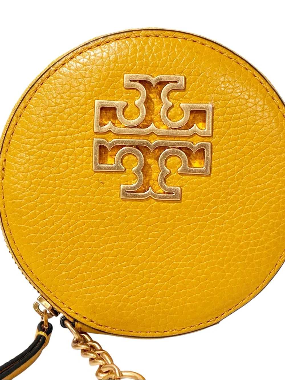 Tory Burch Britten Coin Pouch Key Fob Yellow Bag Mini